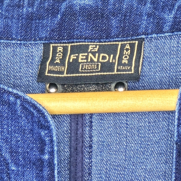 Fendi Diamonte Vintage Blue Denim Long-Sleeve Coat with Fringe - Picture 6 of 16